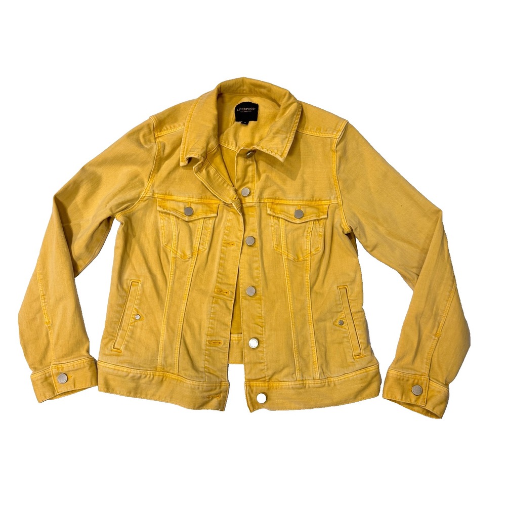 Liverpool Trucker Jacket Women's Medium Yellow Denim Classic Jean Button Front